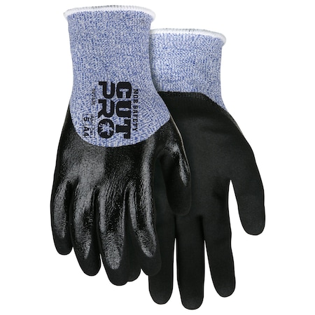 Mcr Safety Gloves, 13 Ga Blue/White HPPE/Glass, Blk Nitrile, XS, 12PK 92753XS